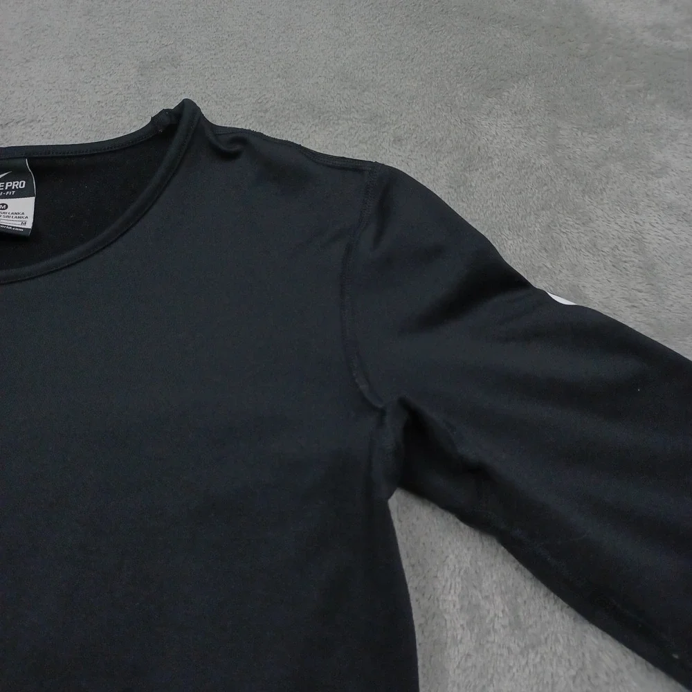 Nike Top Womens Medium Black Pro Dri Fit Activewear Gym Training Long Sleeve